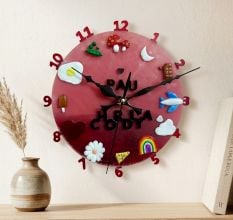 Handmade MDF Wood Clay Pau Chody Wall Clock